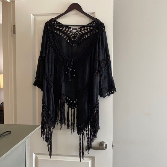 Boho Crochet and Fringe Kimono/Coverup